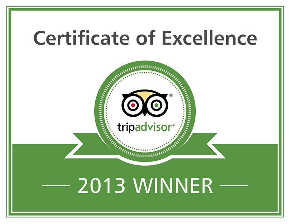Tripadvisor 2013 Certificate of Excellence